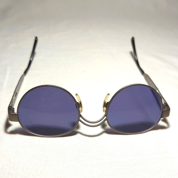 Vintage Emporia Armani Sunglasses Silver Frame Gold Logo and Case - Picture 2 of 14